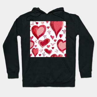 Red Pink Heart Pattern Hoodie